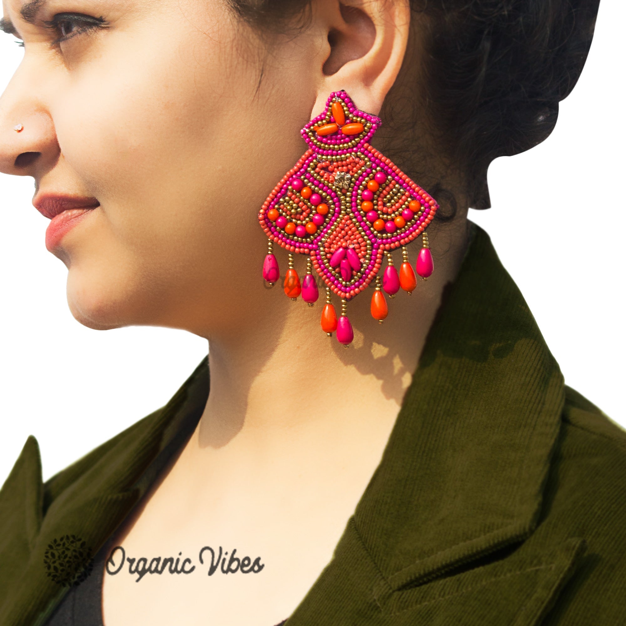 Buy Shining Diva Fashion Pink Circular Drop Earrings - Earrings for Women  14118490 | Myntra