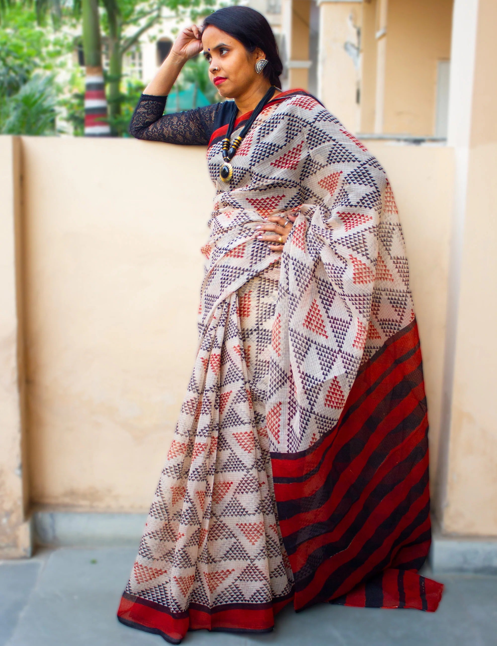 Original 100% Natural Dye Kalamkari Handblock Printed Sarees with Running  Blouse